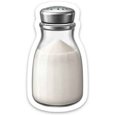 a full salt shaker with "salt" on it sticker