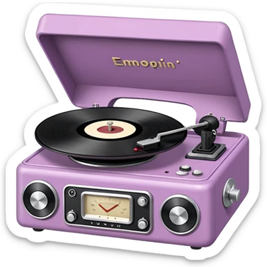 Mauve retro record player sticker