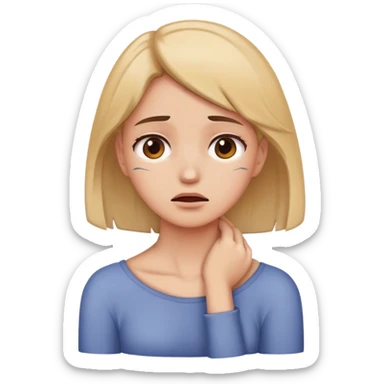 girl holding her neck in distress sticker