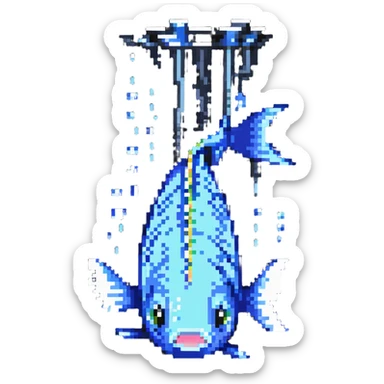 simple and funny fish peeing sticker