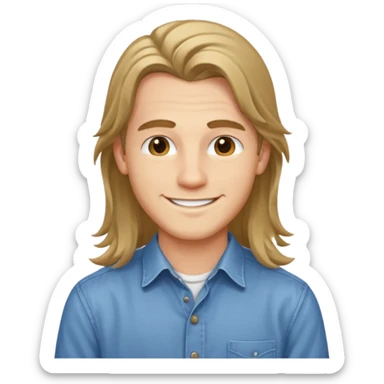 homme jeune cheveux long avec le sourire style européen sticker