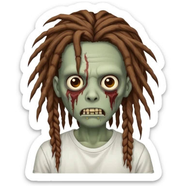 zombie with brown dreads white tee  sticker