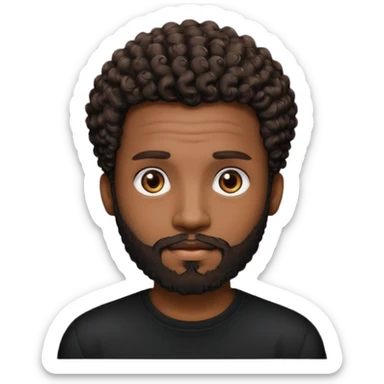 Dark brown skin man with a light beard and a curly   fade haircut with dark brown eyes sticker