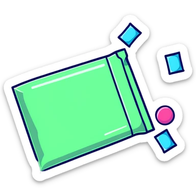 a pack of chewing gum with some pieces coming out, colorful gum sticks sticker