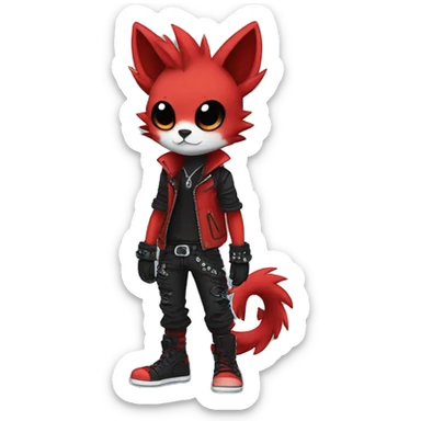 cool edgy black punk red animal hybrid Fakemon full body sticker