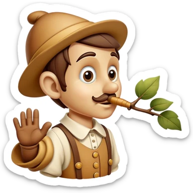 Pinnochio with a branch nose  sticker