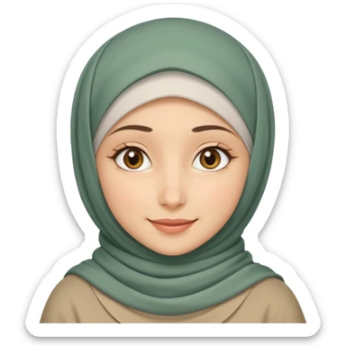 Fair skin, hazel eyes, hijab but exposed neck sticker
