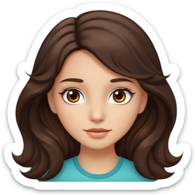 girl with wavy long dark brown hair, brown eyes, light to medium complexion, long lashes sticker