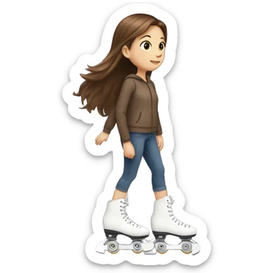 girl with brown hair with white road skates sticker