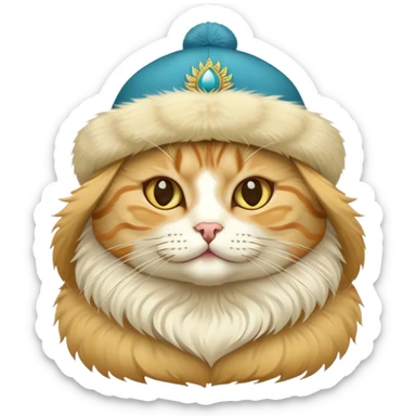 cat wearing kazakhstan hat sticker