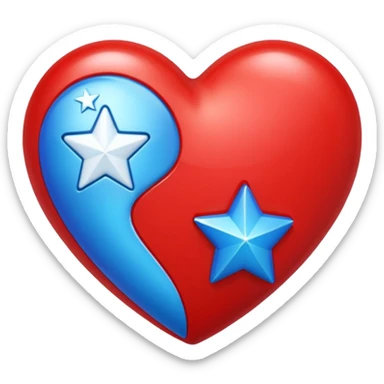 A shiny red heart with a blue star inside sticker