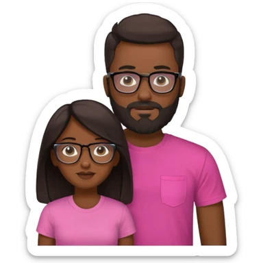 pareja el moreno con barba y gafas  , camiseta negra y ella pelo moreno camiseta rosa y pelo largo sticker