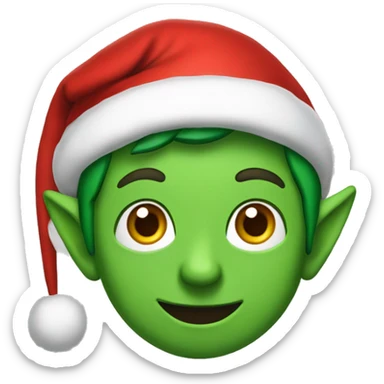 Green Elf with a red Santa hat sticker