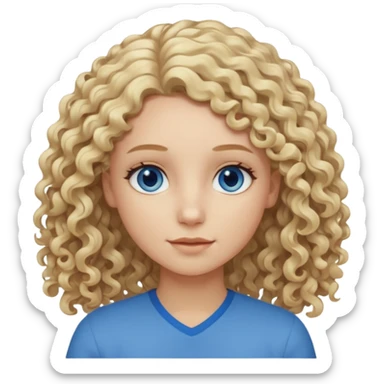 Curly blond blue eyes. Long hair cool beige blond. Longer hair beige ash blonde. sticker