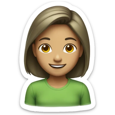 smiling girl in green shirt sticker