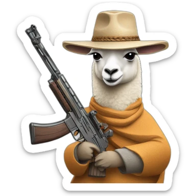 Lama avec un fusil sticker