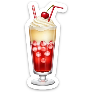 Japanese cream soda on a glass with ice cherry on top sticker