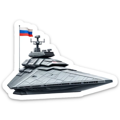 Giant star destroyer style Russian spacecraft with flag pattern on hull sticker