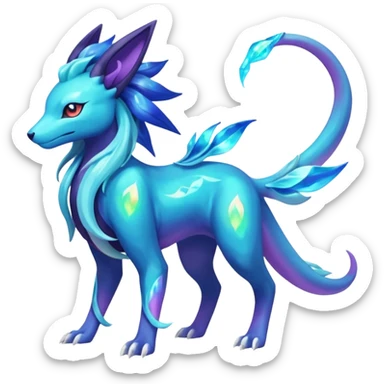 Shiny Irideacent Nebula Suicune-Aurorus-Salandit-Glaceon-Meganium-fusion (full body) sticker