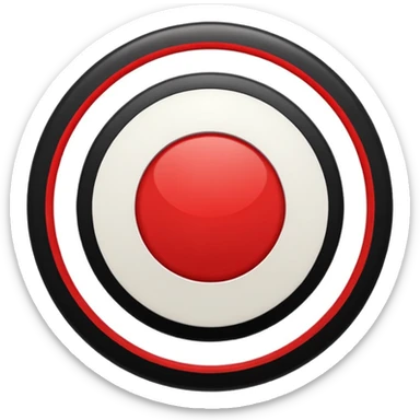 A black circle surrounded by a white circle surrounded by a red circle there should only be 3 rings - the black should be in the middle then white the red sticker