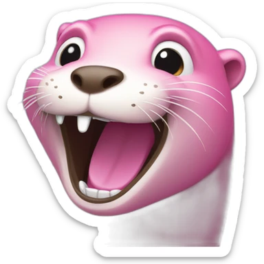 pink otter laughing out loud sticker
