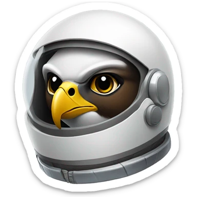 an falcon with a space helmet flying above ear sticker