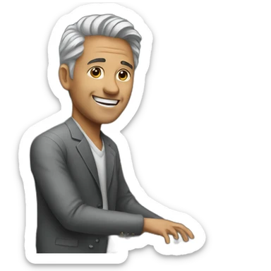 Mid-age man playing piano sticker