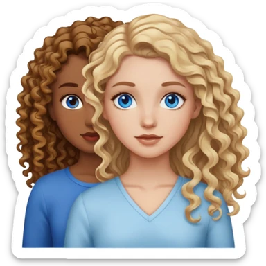 1 white girl with blue eyes and wavy blonde hair, and one mixed girl with curly brown hair sticker