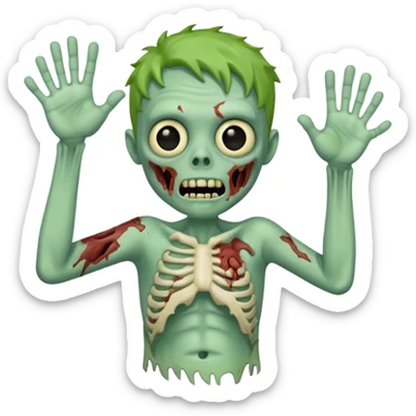 Cute funny zombie waves Hello sticker
