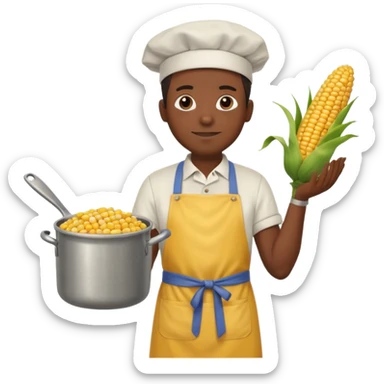 BLACK MAN AND A COOK CORN POT sticker