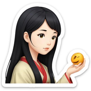 Garota japonesa de cabelo longo, apenas perfil sticker