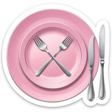 A luxurious plate with pink accents and elegant details, fork and knife sticker
