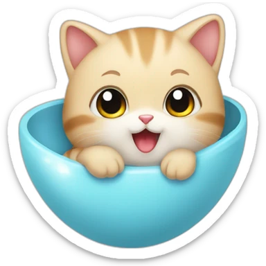 Un bébé chat avec un cœur dans les mains sticker