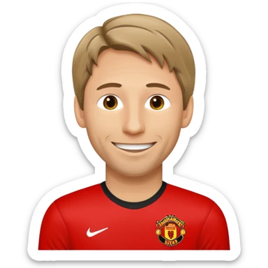 Cartoon emoji of Van der Sar in Manchester United shirt no text no background sticker