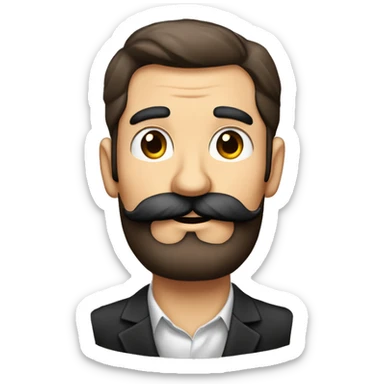 Beau mec brun barbu moustache rasé yeux noir béret sticker