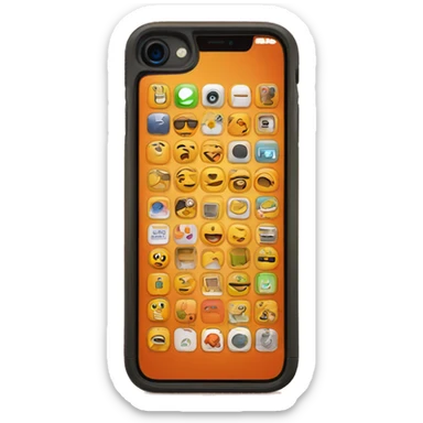 iPhone with orange colored case and orange colored apps sticker