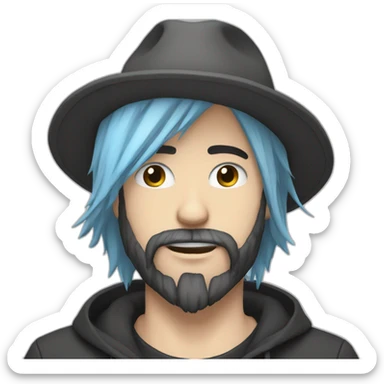 emo guy with beard and hat hype face sticker
