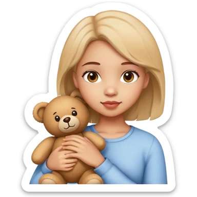 Girl with teddy bear sticker