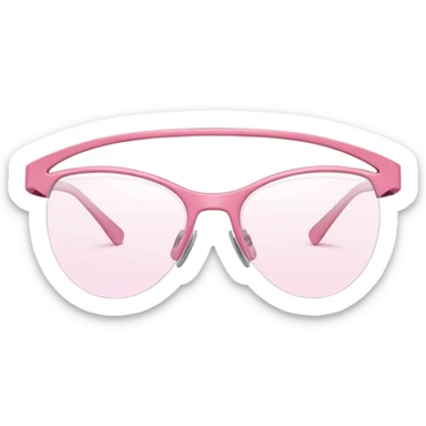 extremely minimalist pink visor glasses, single thin curved line design, barely there sticker