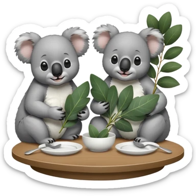 4 koalas à table sticker