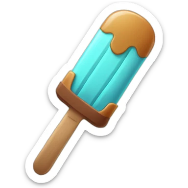 a popsicle with a brown bottom and with an arm wearing a sword sticker