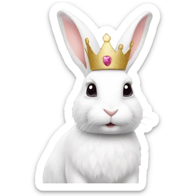 White rabbit with a glitter crown  sticker