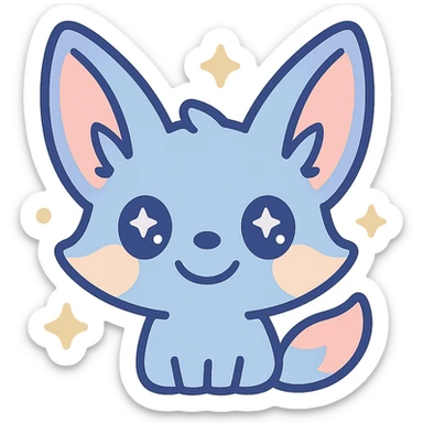 Transformer cette illustration de fennec magique kawaii en emoji expressif, style kawaii, fond transparent, garder les couleurs pastel et les accents féeriques. sticker