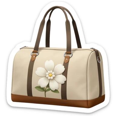 A sports bag with a pale light beige print in a small white flower sticker
