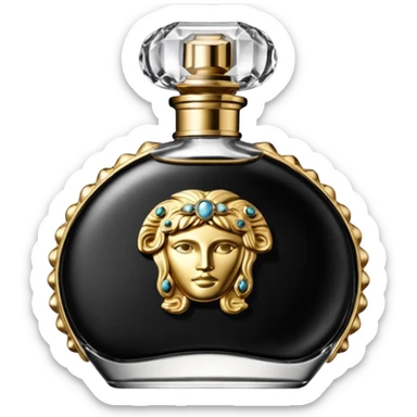studded Versace belt and oil-based Dolce & Gabbana perfume sticker