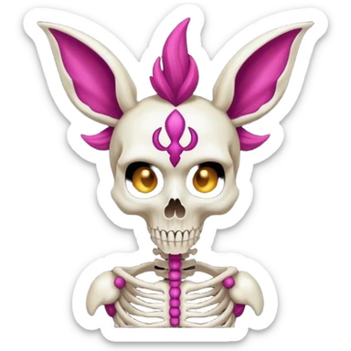 Magenta Skinny skeletal Skeleton-Flareon-fairy with a skull mask sticker
