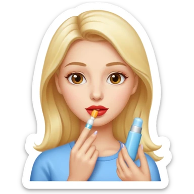 A gorgeous women applying lipbalm  sticker