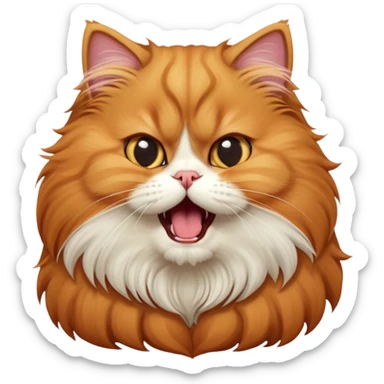 cinematic-adorable-big-eyed-fluffy-solid ginger-persian-cat-portrait-emoji,-head-tilted-playfully-with-a-cute,-exaggerated-yawn,-fluffy-solid ginger,-simplified-yet-irresistibly-cute-features sticker