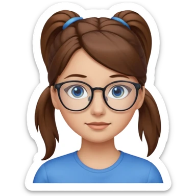 brown haired Ponytail Girl with Glasses sticker