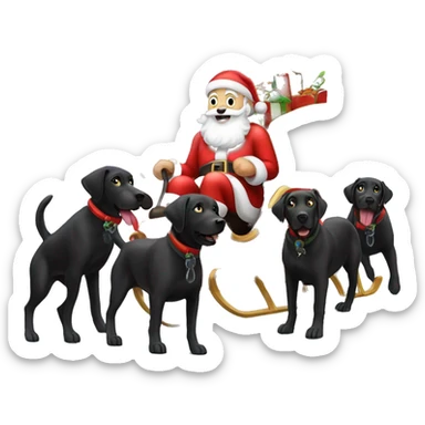 Santa’s sleigh being pulled by black labs sticker